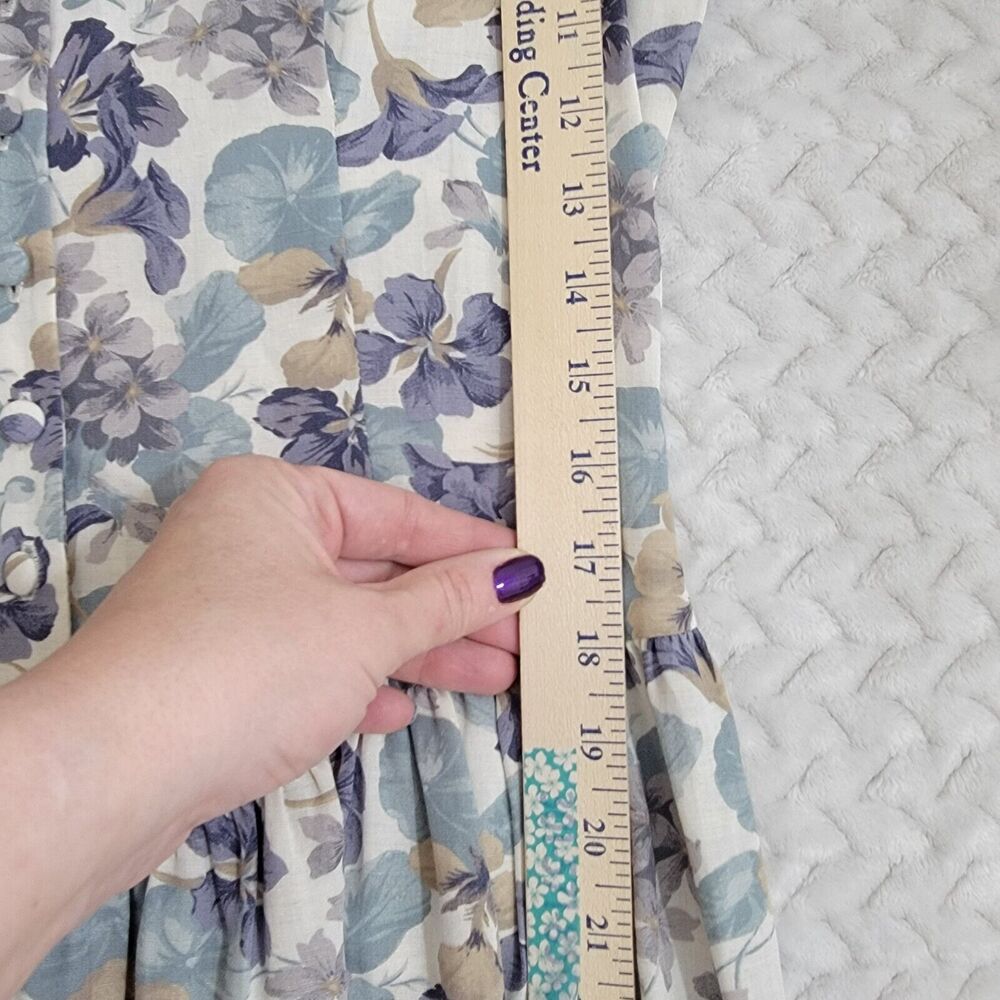 VTG Laura Ashley Great Britain Floral Puff Sleeve Midi Dress Sz 12 Cottagecore - Picture 13 of 16